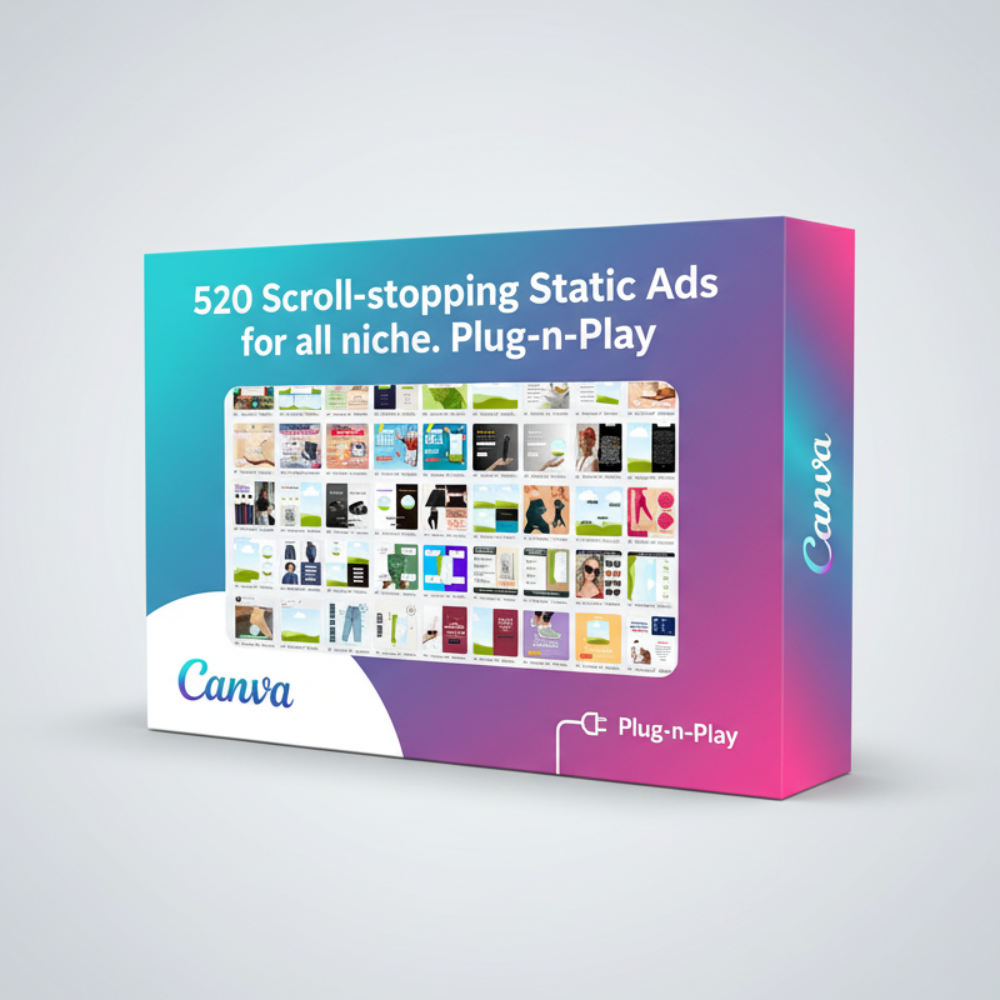 520 Scroll-stopping Static Ads for all niche. Plug-n-Play
